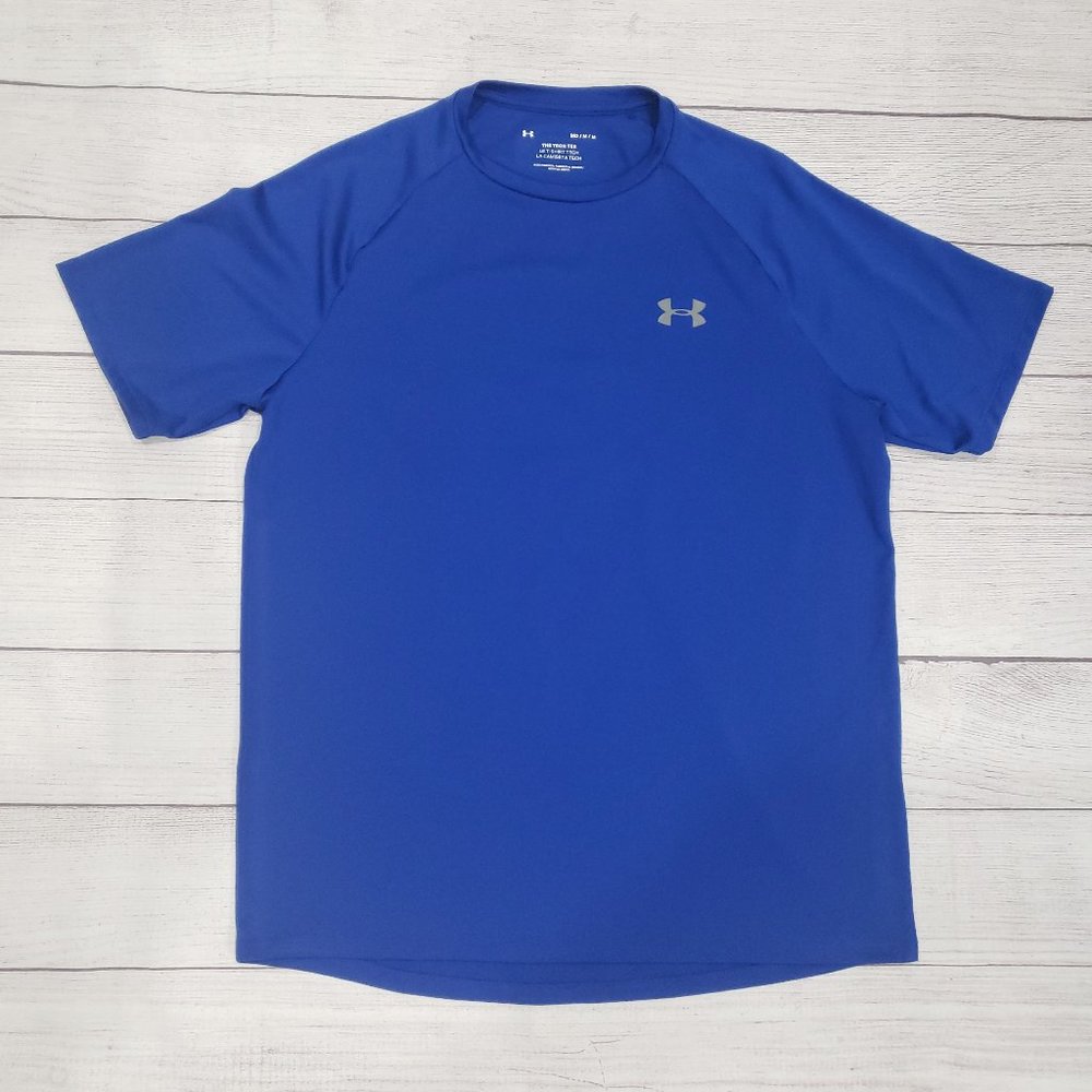 Under Armour Tech Tee Mens Royal Blue Short Sleeve Casual Shirt Size M